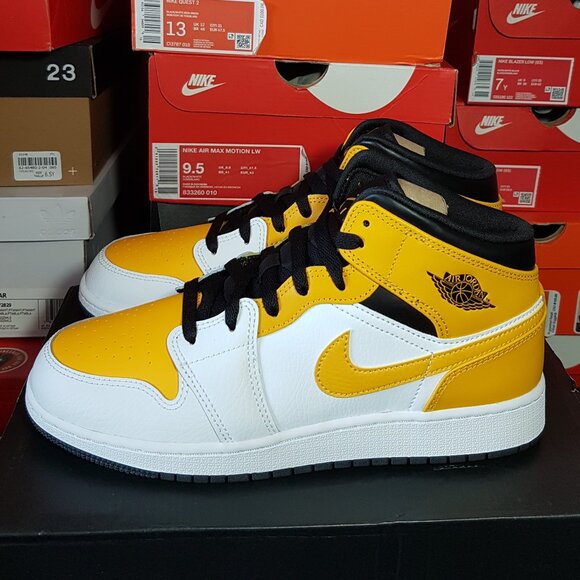 AIR JORDAN 1 MID GOLD/BLACK/WHITE WOMEN'S US SIZE 8.5 BRAND NEW IN BOX - Picture 1 of 9